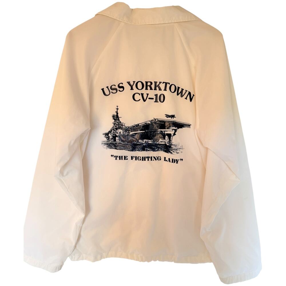 Hartwell Sports USS Yorktown Jacket Mens Large White Navy Retired Military - Picture 2 of 5